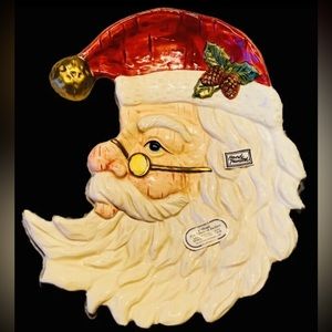 Fitz & Floyd Christmas Santa Hand Painted 3D Omnibus Holiday Plate Dish Vintage